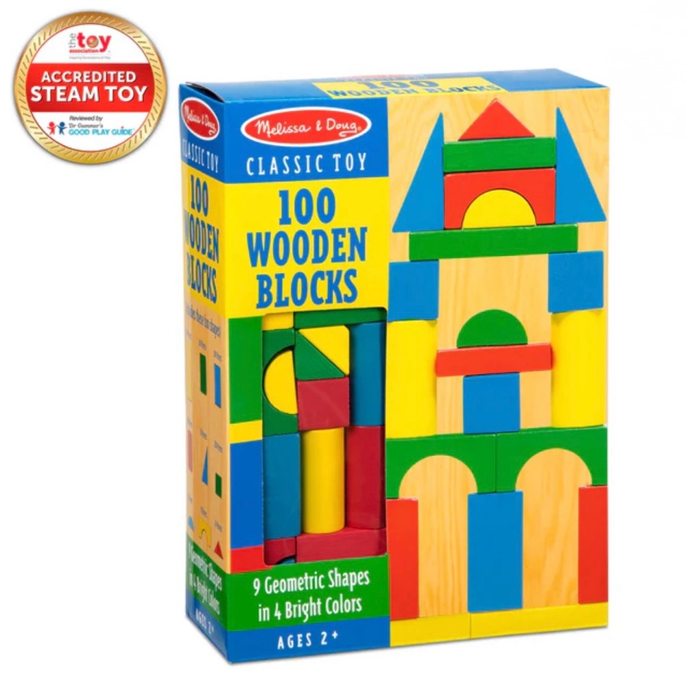 🔥Melissa & Doug Classic Toy 100 Wooden Blocks